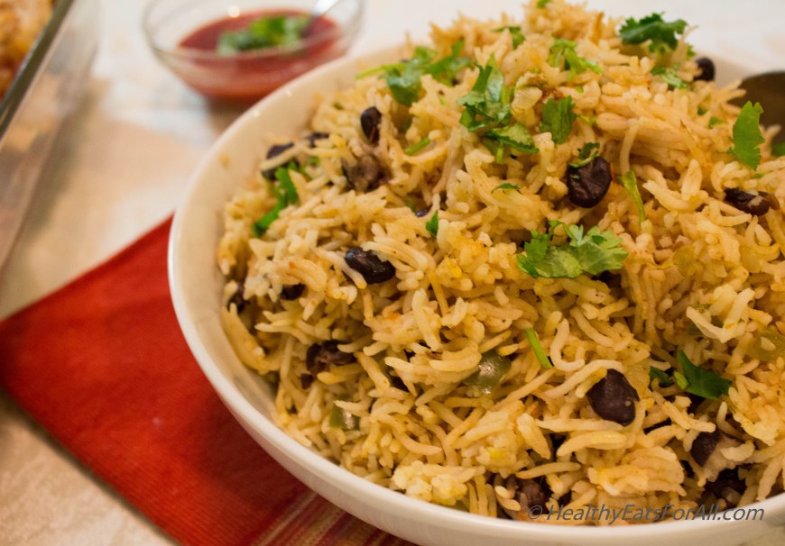 Bean Burrito Enchilada with Mexican Rice-22